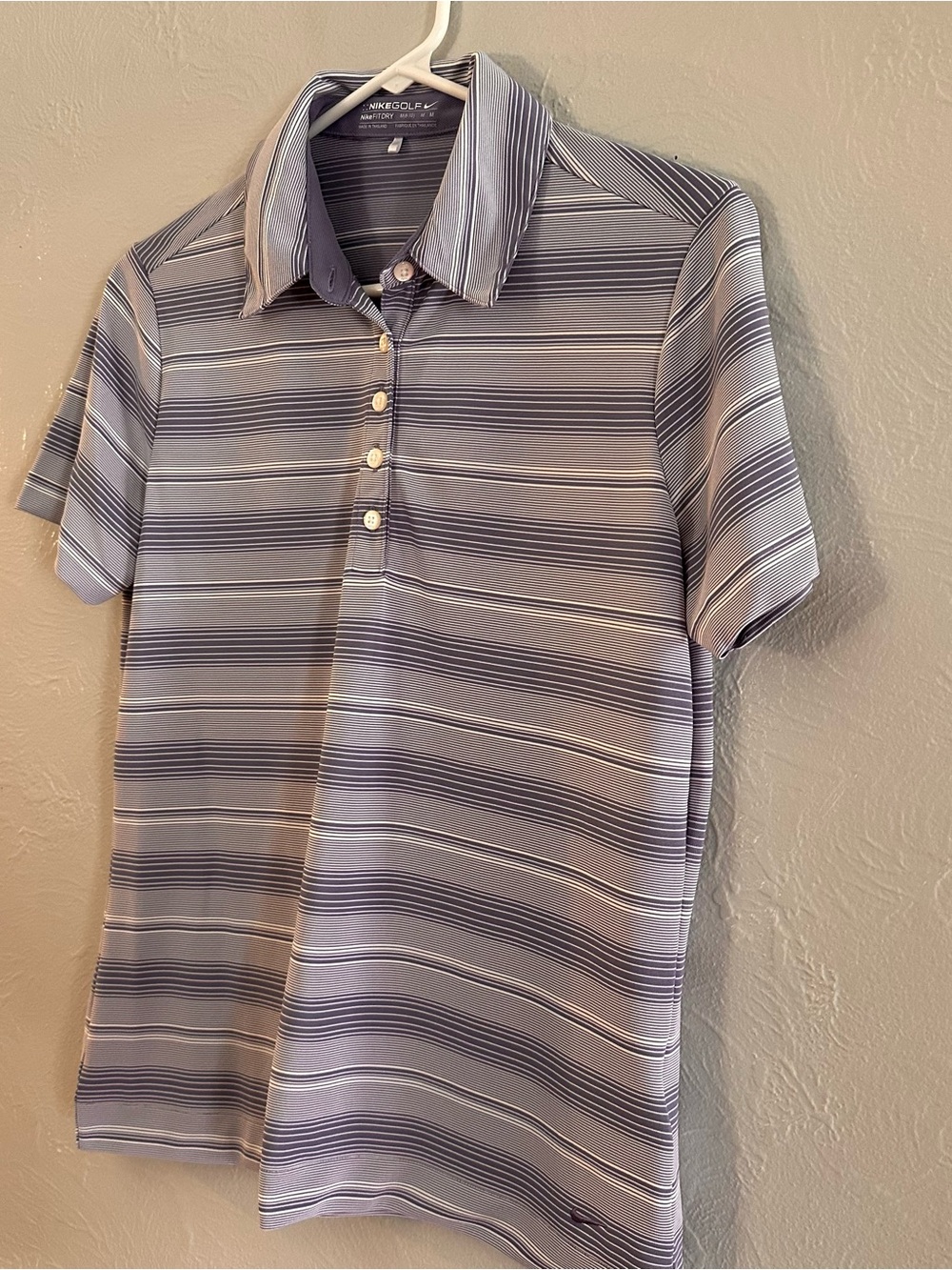 Nike Golf Dri-FIT Women’s Striped Polo Shirt Purple Gray Size Medium - Picture 3 of 8